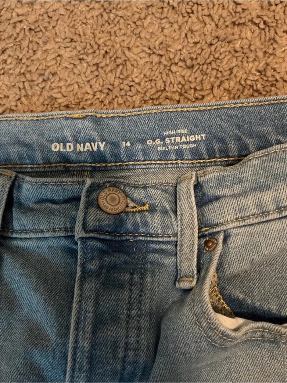 Old Navy Light Blue Distressed OG Straight Jeans